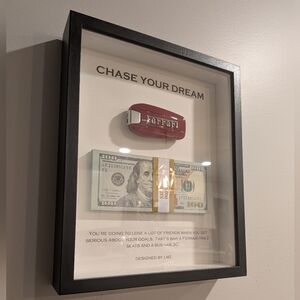 Framed Ferrari Key and Cash Art